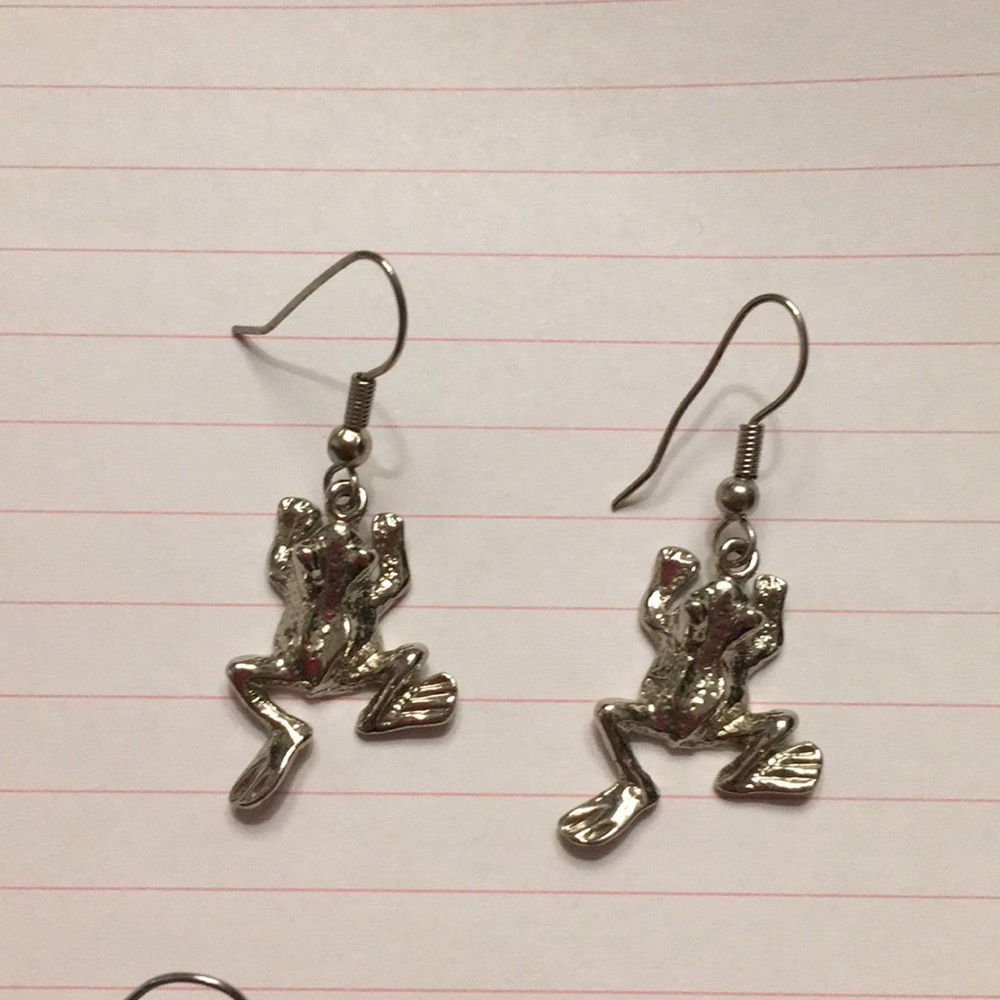 Silver frog earrings